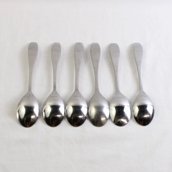 Set of 6 Retroneu Symphony Pattern Stainless Steel Oval Soup Spoons 7.88 Inches