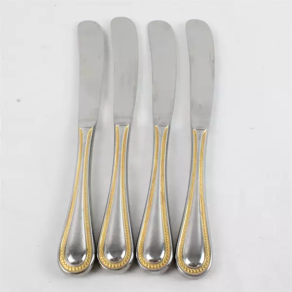 Lot of 4 Towle Gold Manchester Modern Hollow Handle Knives 9" Flatware