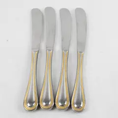 Lot of 4 Towle Gold Manchester Modern Hollow Handle Knives 9" Flatware
