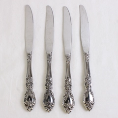 Set of 4 Oneida Wordsworth Stainless Steel Hollow Dinner Knives