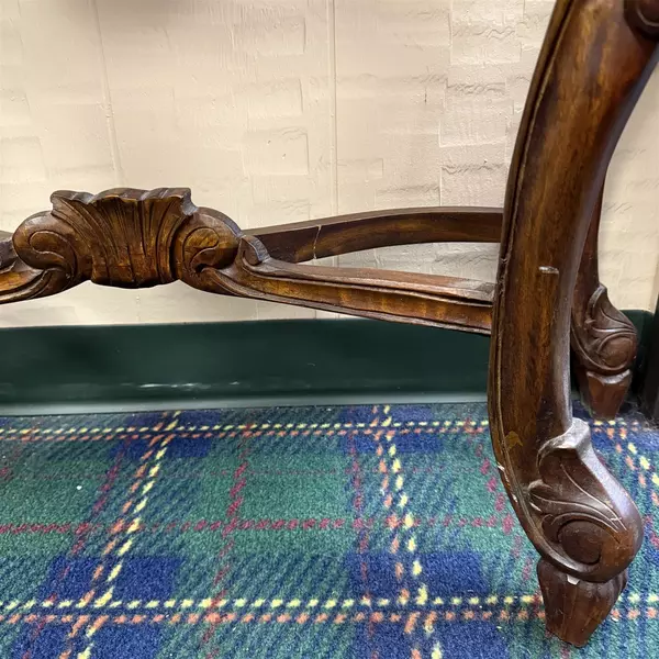 Vintage Two Piece Marble Top Accent Table Wooden Legs 32.5" Height