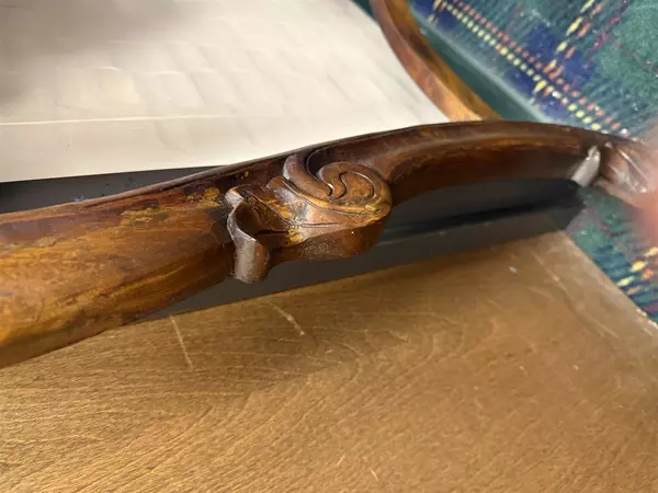 Vintage Two Piece Marble Top Accent Table Wooden Legs 32.5" Height