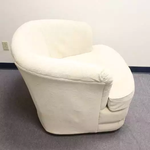 White Paisley Embroidered Cushioned Swivel Chair