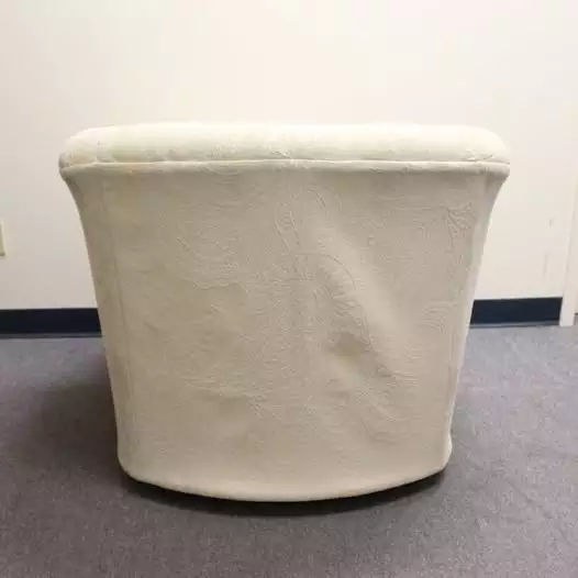 White Paisley Embroidered Cushioned Swivel Chair