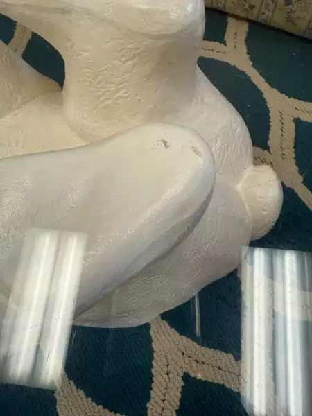 Vintage Polar Bear Oval Glass Top Coffee Table 