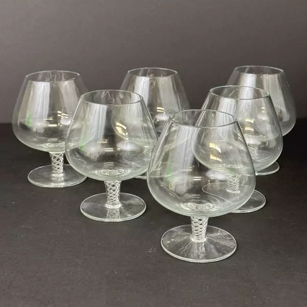 Set Of 6 Air Twisted Stem Brandy Glasses Snifters 4.5 Inch