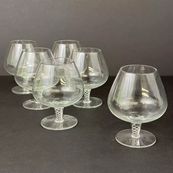 Set Of 6 Air Twisted Stem Brandy Glasses Snifters 4.5 Inch