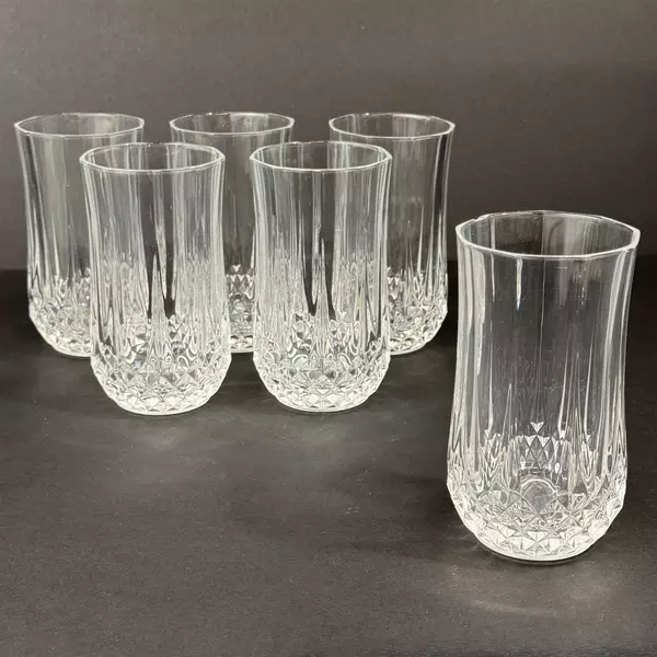 Set of 6 Cristal D'Arques Flat Bottom 10 Ounce Tumblers 5.25 Inch
