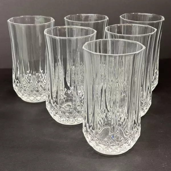 Set of 6 Cristal D'Arques Flat Bottom 10 Ounce Tumblers 5.25 Inch