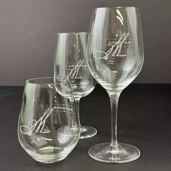 Lot of 3 Assorted Size Maysara Winery Wine Glasses