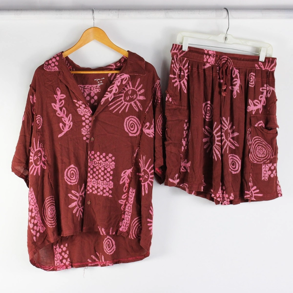 Urban Outfitters Out From Under Brown Pink Celestial Loungewear Set Women's Med