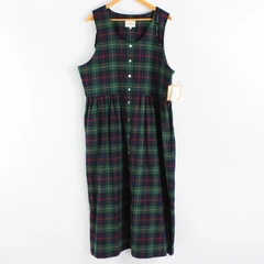 Susan Bristol NWT Women's 16 Green Plaid Sleeveless Maxi Dress