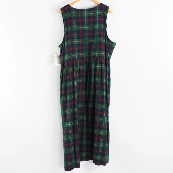 Susan Bristol NWT Women's 16 Green Plaid Sleeveless Maxi Dress