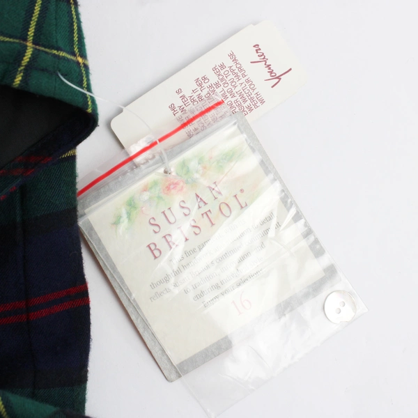 Susan Bristol NWT Women's 16 Green Plaid Sleeveless Maxi Dress