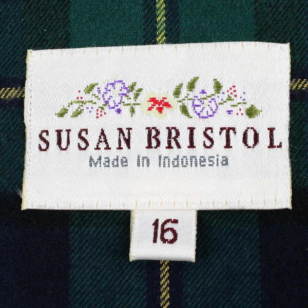 Susan Bristol NWT Women's 16 Green Plaid Sleeveless Maxi Dress