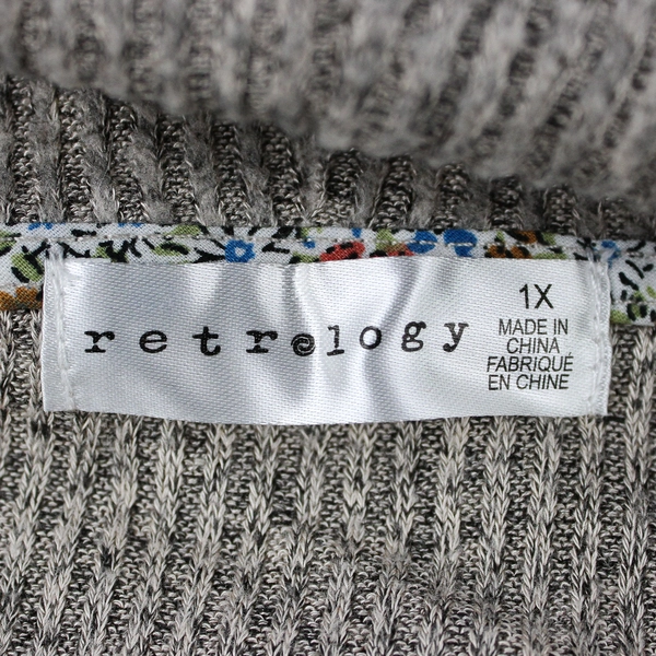Retrology Gray Long-Sleeve Cowl Neck Sweater Women's Size 1X