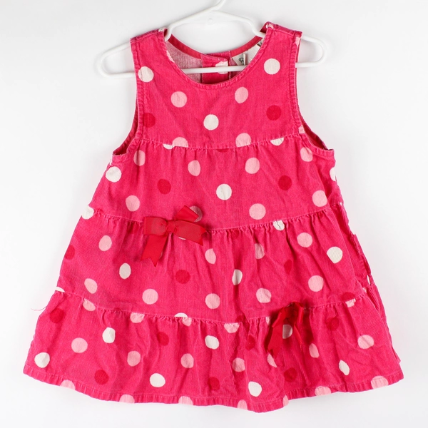 Rare Too! Pink Polka Dot Pattern Sleeveless Corduroy Dress Toddler Size 3T