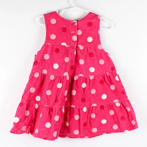 Rare Too! Pink Polka Dot Pattern Sleeveless Corduroy Dress Toddler Size 3T
