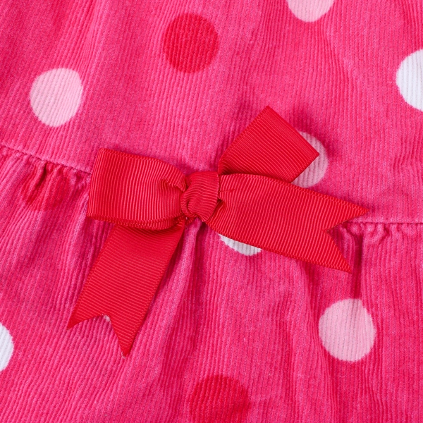 Rare Too! Pink Polka Dot Pattern Sleeveless Corduroy Dress Toddler Size 3T