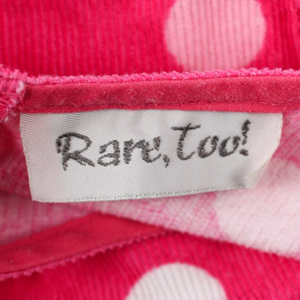 Rare Too! Pink Polka Dot Pattern Sleeveless Corduroy Dress Toddler Size 3T