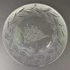 Arcoroc Holly Tree Embossed Glass Christmas Platter 13 Inch