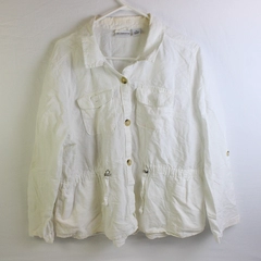 Liz Claiborne White Long Sleeve Button Up Jacket Linen/Cotton Women's Size XL