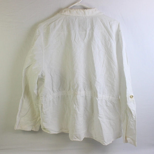 Liz Claiborne White Long Sleeve Button Up Jacket Linen/Cotton Women's Size XL