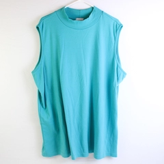 Only Necessities Solid Blue Color Sleeveless Mock Neck Shirt Women's Size 3X