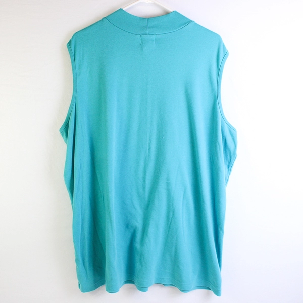 Only Necessities Solid Blue Color Sleeveless Mock Neck Shirt Women's Size 3X