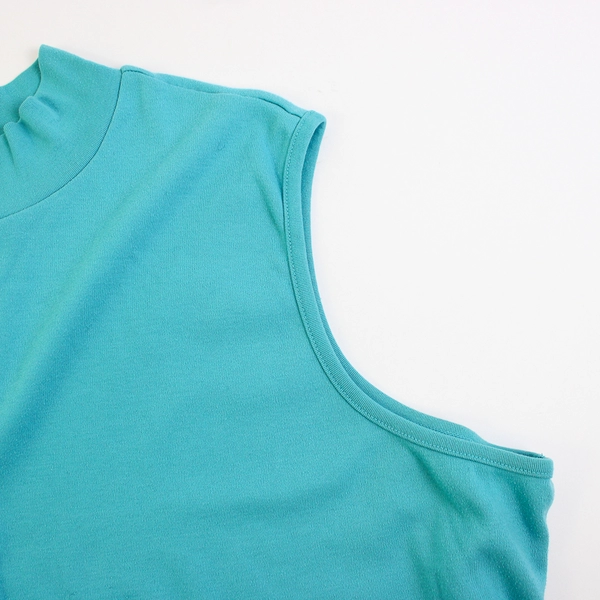 Only Necessities Solid Blue Color Sleeveless Mock Neck Shirt Women's Size 3X
