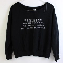 H&M Divided "Feminism" Print Black Long Sleeve Sweater Women's Size L