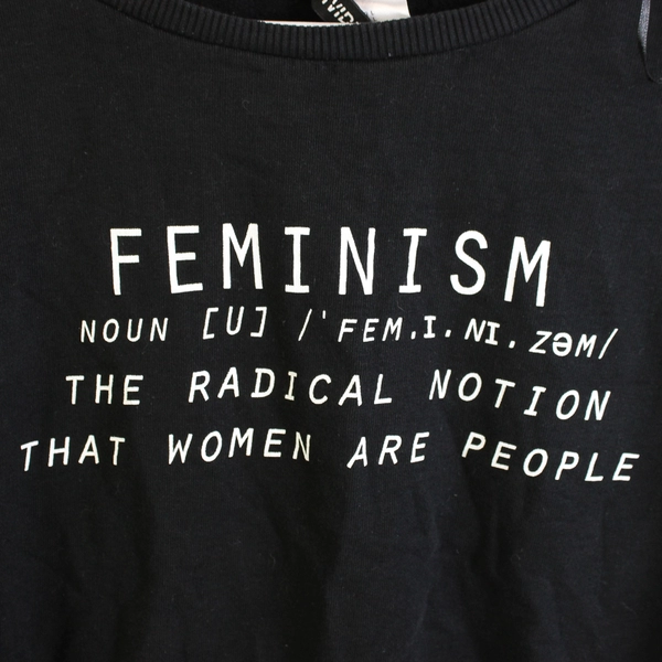 H&M Divided "Feminism" Print Black Long Sleeve Sweater Women's Size L