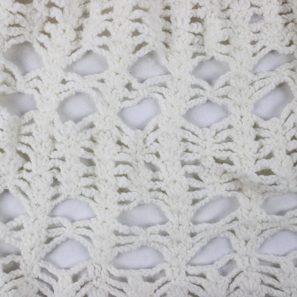 Handmade Crocheted White Open-Front Sweater Vest Women's XL