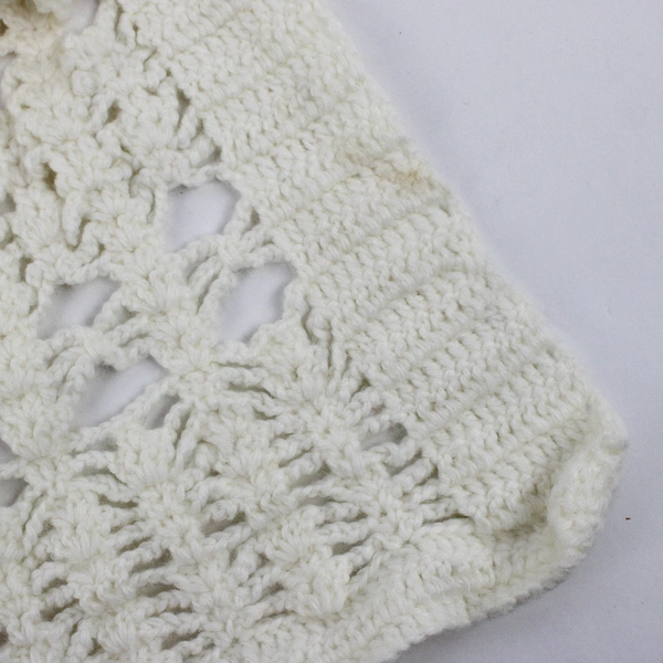Handmade Crocheted White Open-Front Sweater Vest Women's XL