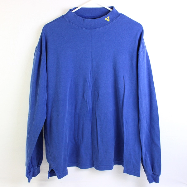 Port Authority Blue Long Sleeve Mock Neck Sweater 100% Cotton Women's Size L
