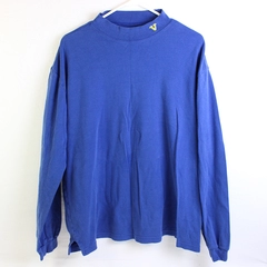 Port Authority Blue Long Sleeve Mock Neck Sweater 100% Cotton Women's Size L