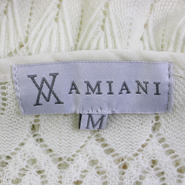 Amiani Solid White Color Lace Sheer Long Sleeve Top Women's Size M