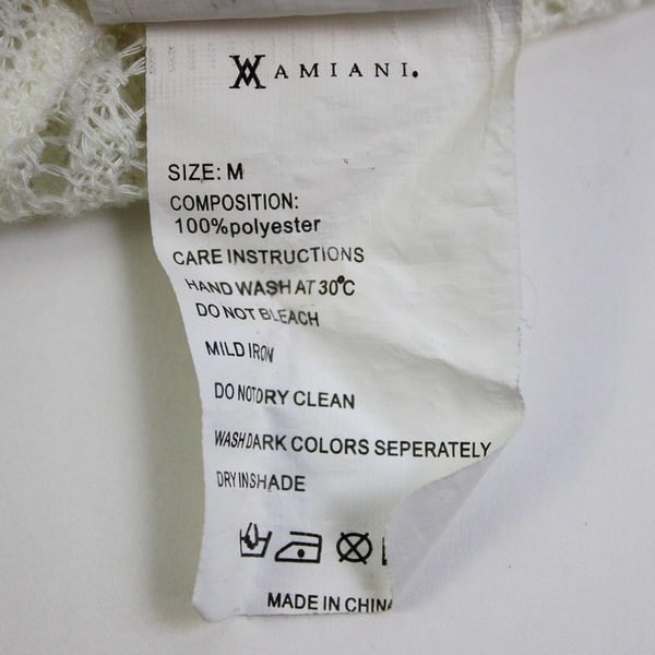 Amiani Solid White Color Lace Sheer Long Sleeve Top Women's Size M