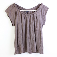 Gap Solid Brown Color Short Sleeve Shirt Braided Color Detail Women's Size L