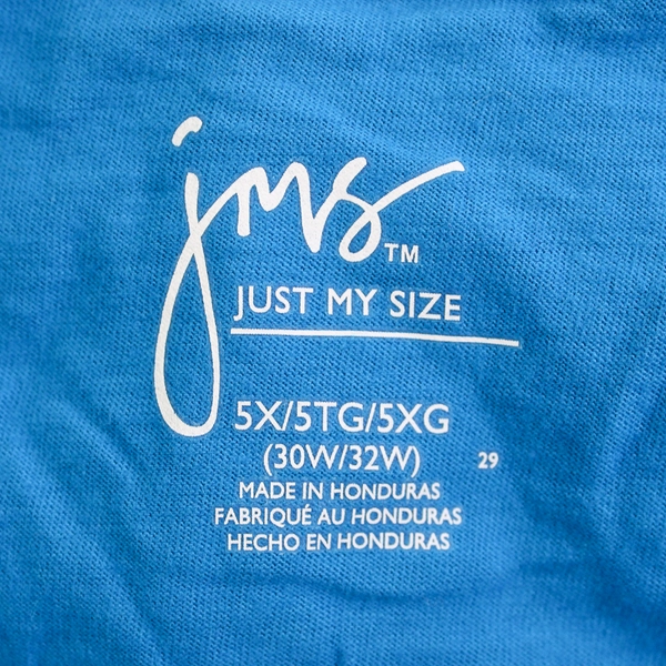 Just My Size Blue Long Sleeve T-Shirt 100% Cotton Women's Size 5X