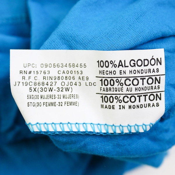 Just My Size Blue Long Sleeve T-Shirt 100% Cotton Women's Size 5X