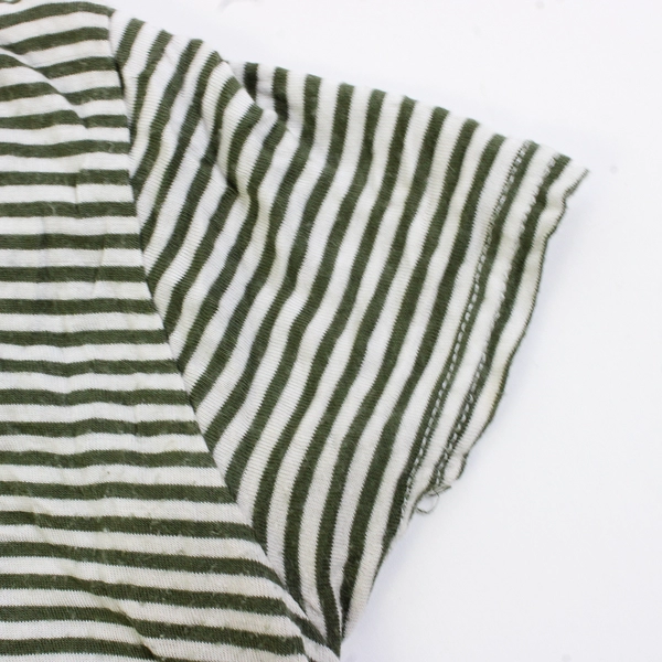 Love Charm Green/White Horizontal Stiped Short Sleeve Shirt Women's Size S