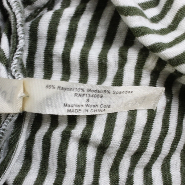 Love Charm Green/White Horizontal Stiped Short Sleeve Shirt Women's Size S