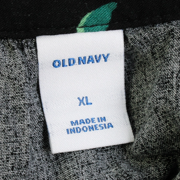 Old Navy Floral On Black Background Long Sleeve Blouse Women's Size XL