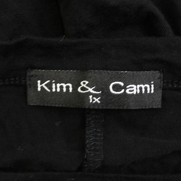 Kim & Cami Solid Black Short Sleeve Blouse W/ Accent Buttons Women's Size 1X