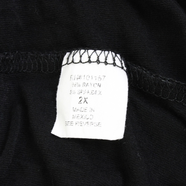 Kim & Cami Solid Black Short Sleeve Blouse W/ Accent Buttons Women's Size 1X