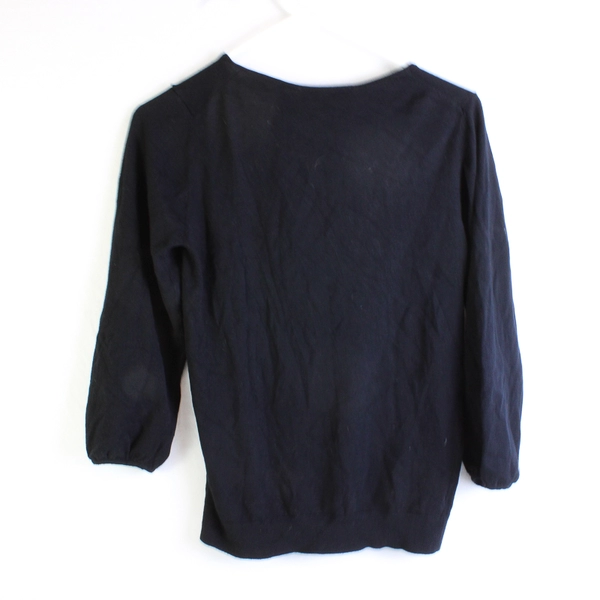 Lark & Ro Solid Black Color Long Sleeve Knit Top Women's Size M