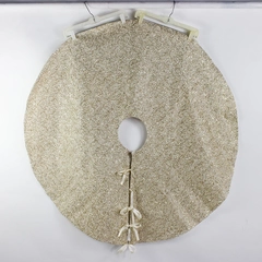 Off-White Christmas Tree Skirt Gold Beads and Sequins 48" Round