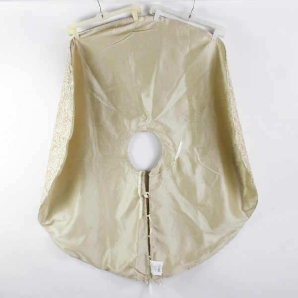 Off-White Christmas Tree Skirt Gold Beads and Sequins 48" Round