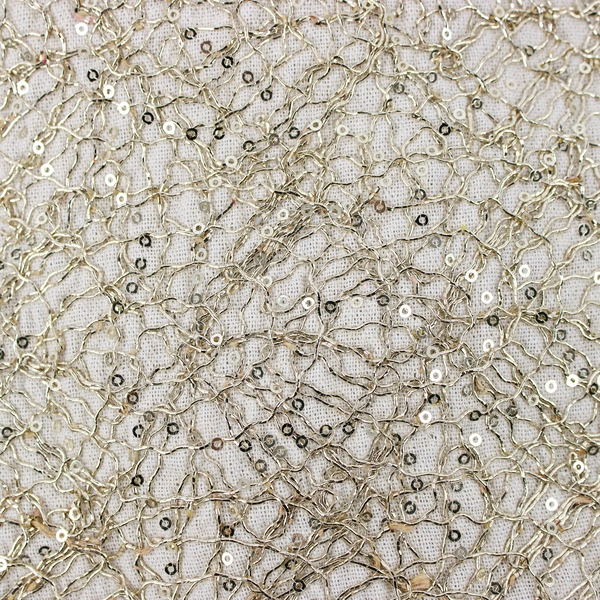 Off-White Christmas Tree Skirt Gold Beads and Sequins 48" Round